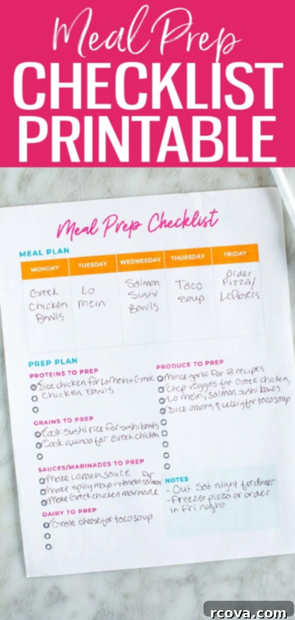 Master Meal Prep: Free Checklist Template 8 Simplify your meal planning with our free printable meal prep checklist template. Stay organized and save time with this download. #mealprep #printable