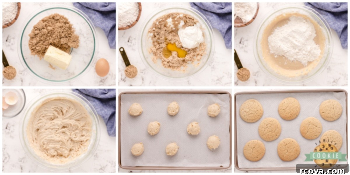 Decadent Frosted Brown Sugar Treats 4 Step-by-step image showing how to make brown sugar cookie dough.