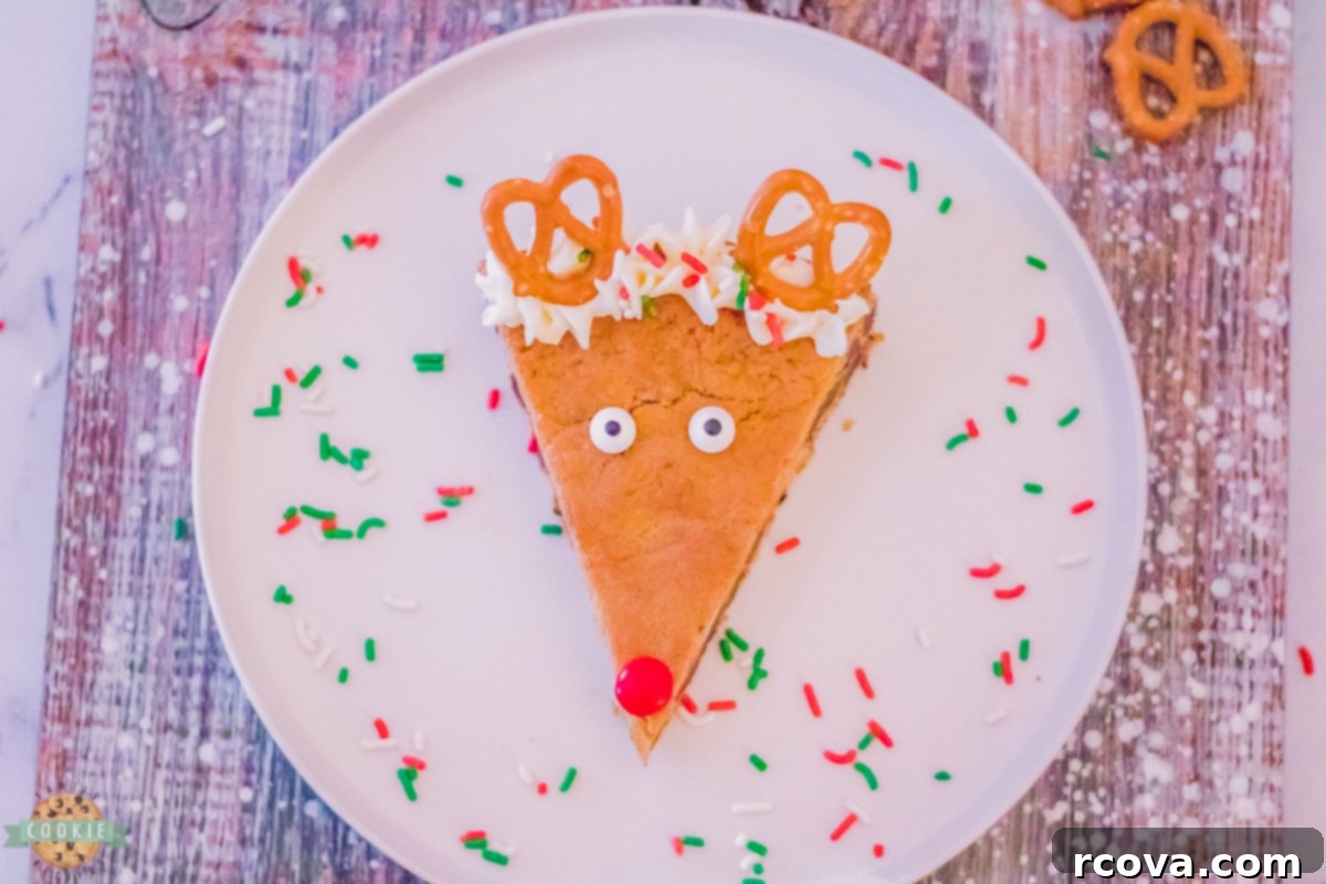 Festive Reindeer Cookie Cake 6 Decorating Reindeer Cookie Cake
