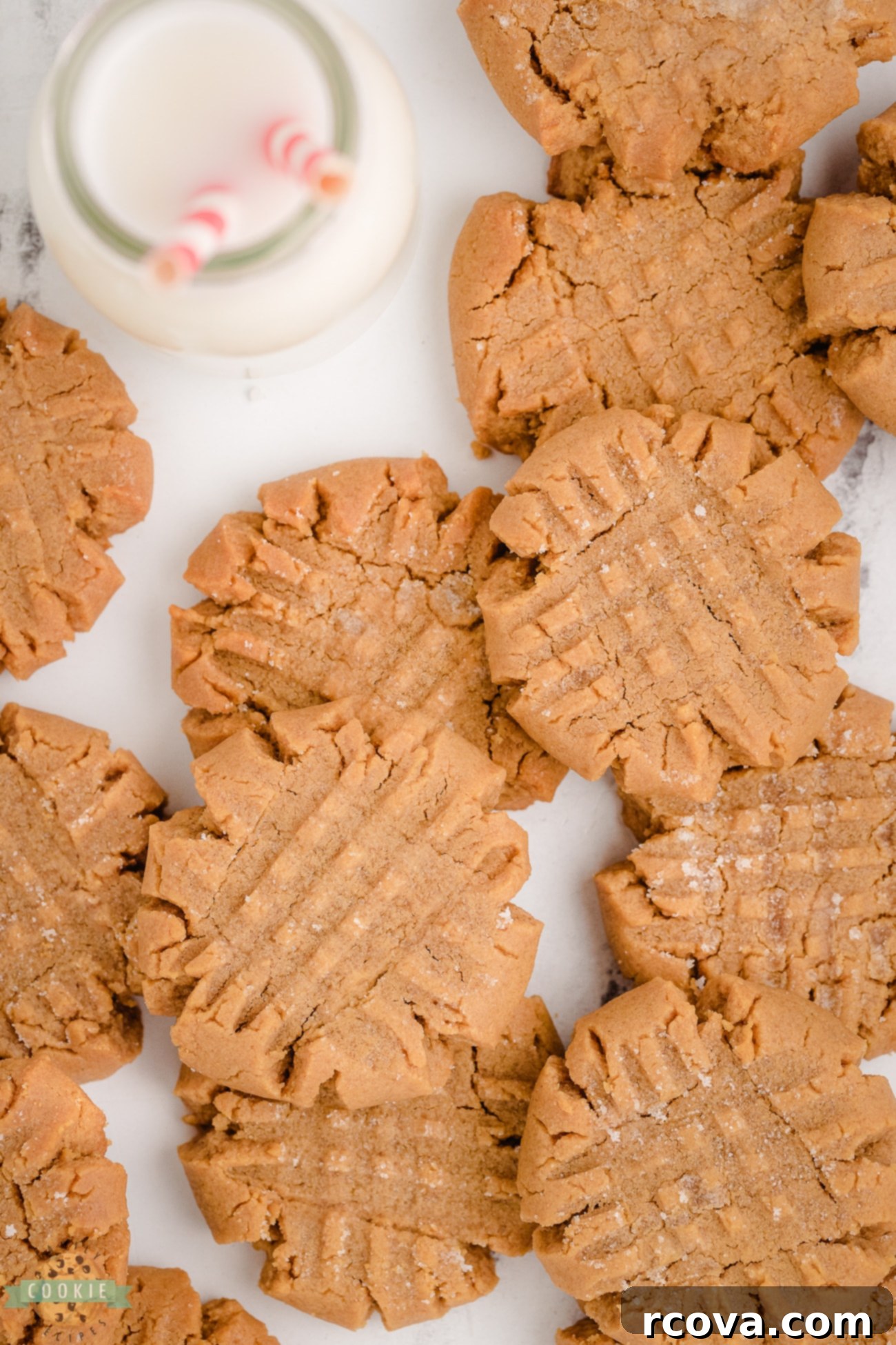 Effortless Peanut Butter Cookies 8 easy peanut butter cookies and milk