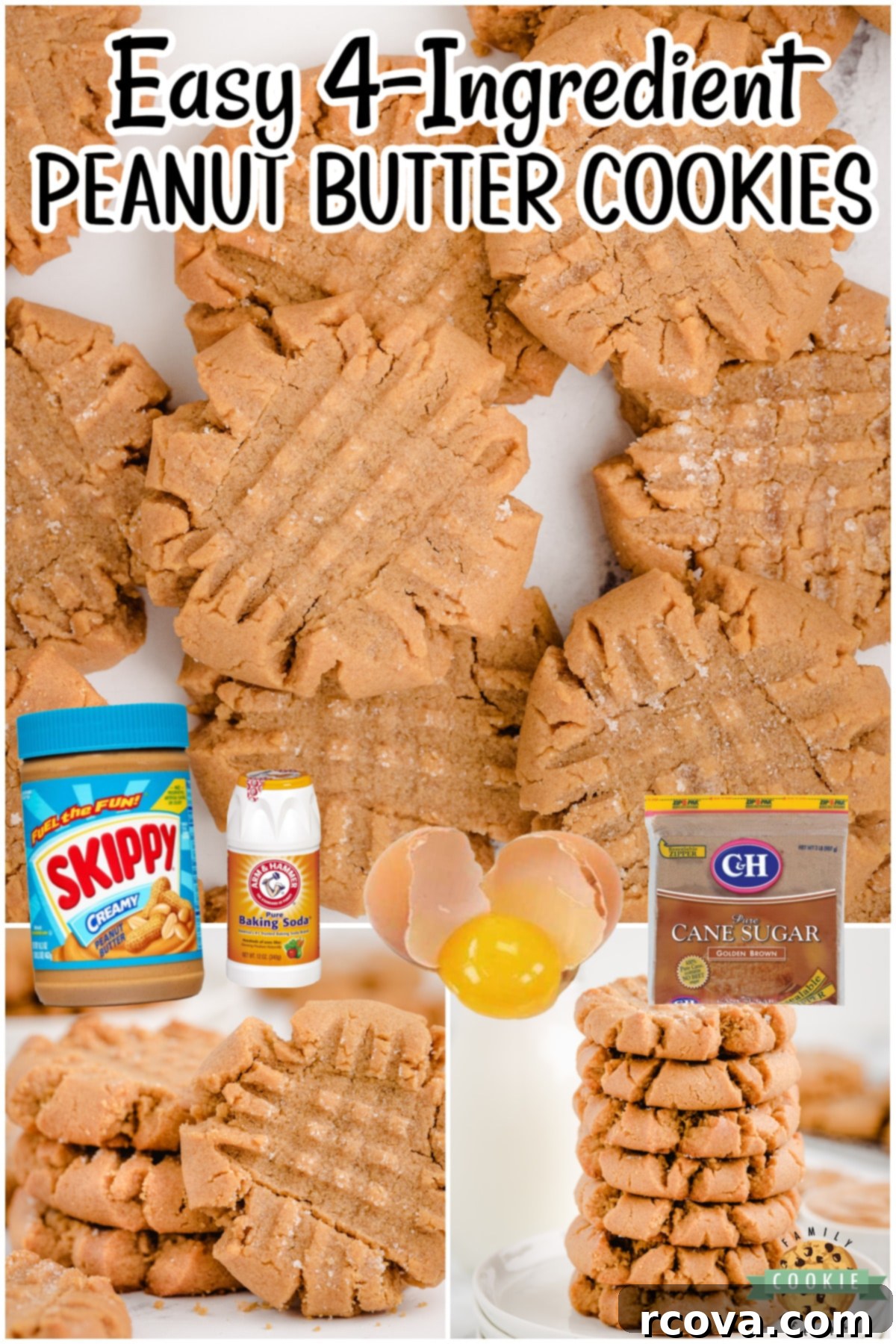 Effortless Peanut Butter Cookies 10 Easy Peanut Butter Cookies made with just a handful of ingredients and no flour! Chewy peanut butter cookie recipe made in minutes & perfect for peanut butter lovers!