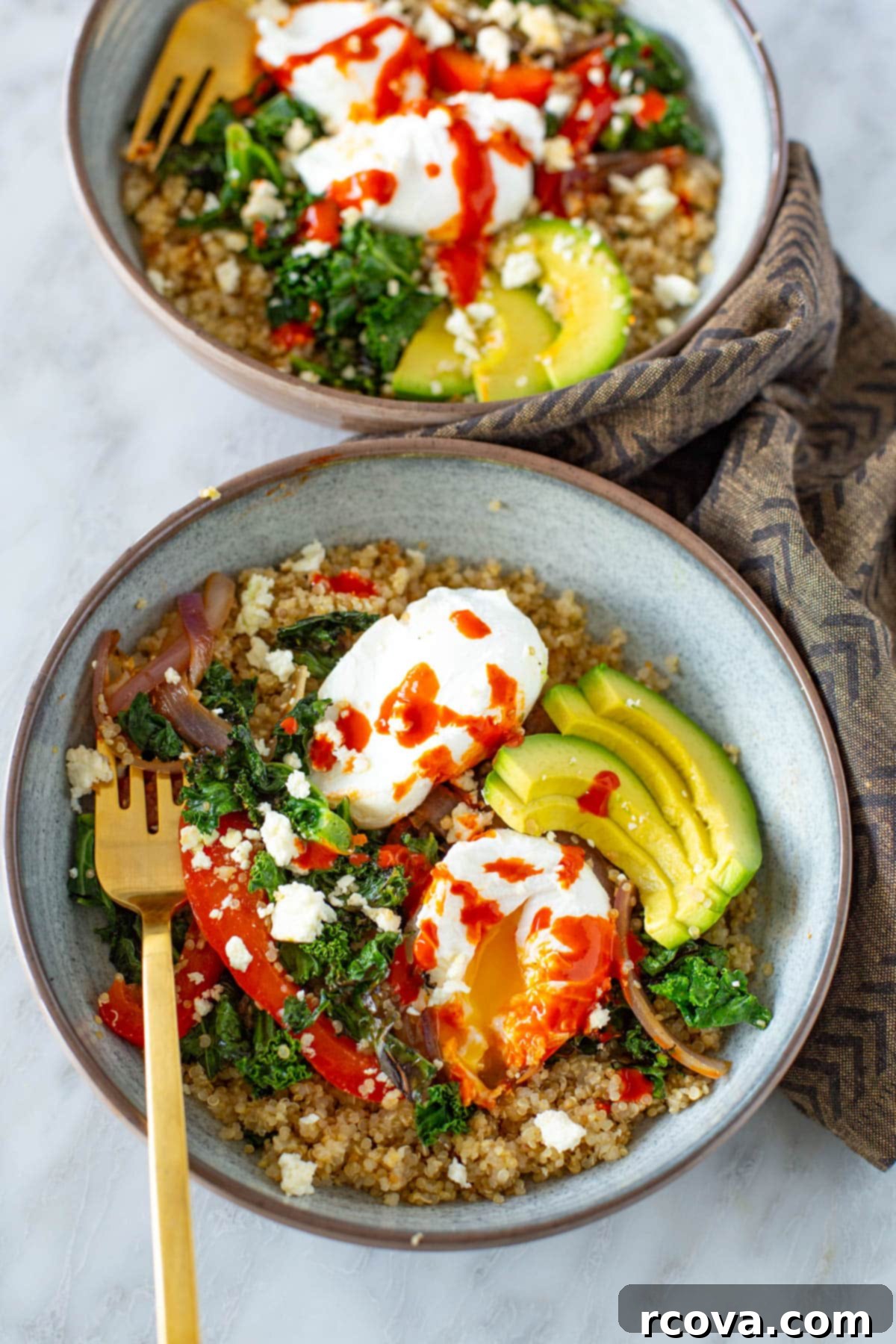 Hearty Savory Quinoa Breakfast Bowl 7 Assembled breakfast quinoa bowl