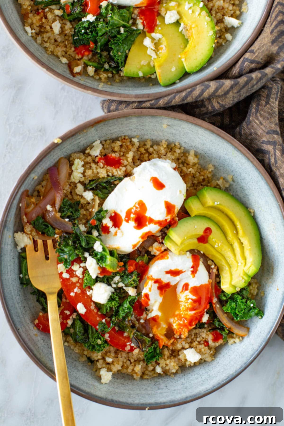 Hearty Savory Quinoa Breakfast Bowl 8 Assembled breakfast quinoa bowl