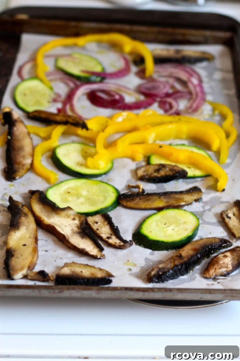 Rustic Roasted Vegetable Flatbread 5 A freshly baked Roasted Vegetable Flatbread, beautifully sliced into servings