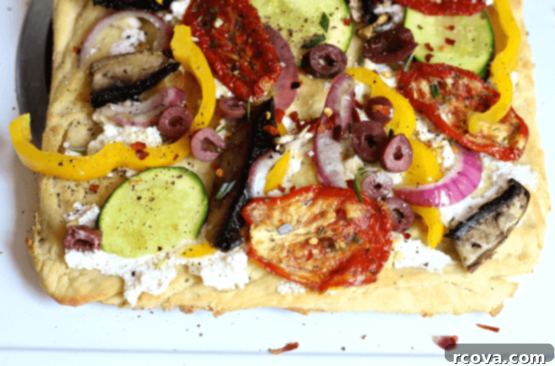 Rustic Roasted Vegetable Flatbread 8 A colorful and fresh Roasted Vegetable Flatbread, highlighting its health benefits