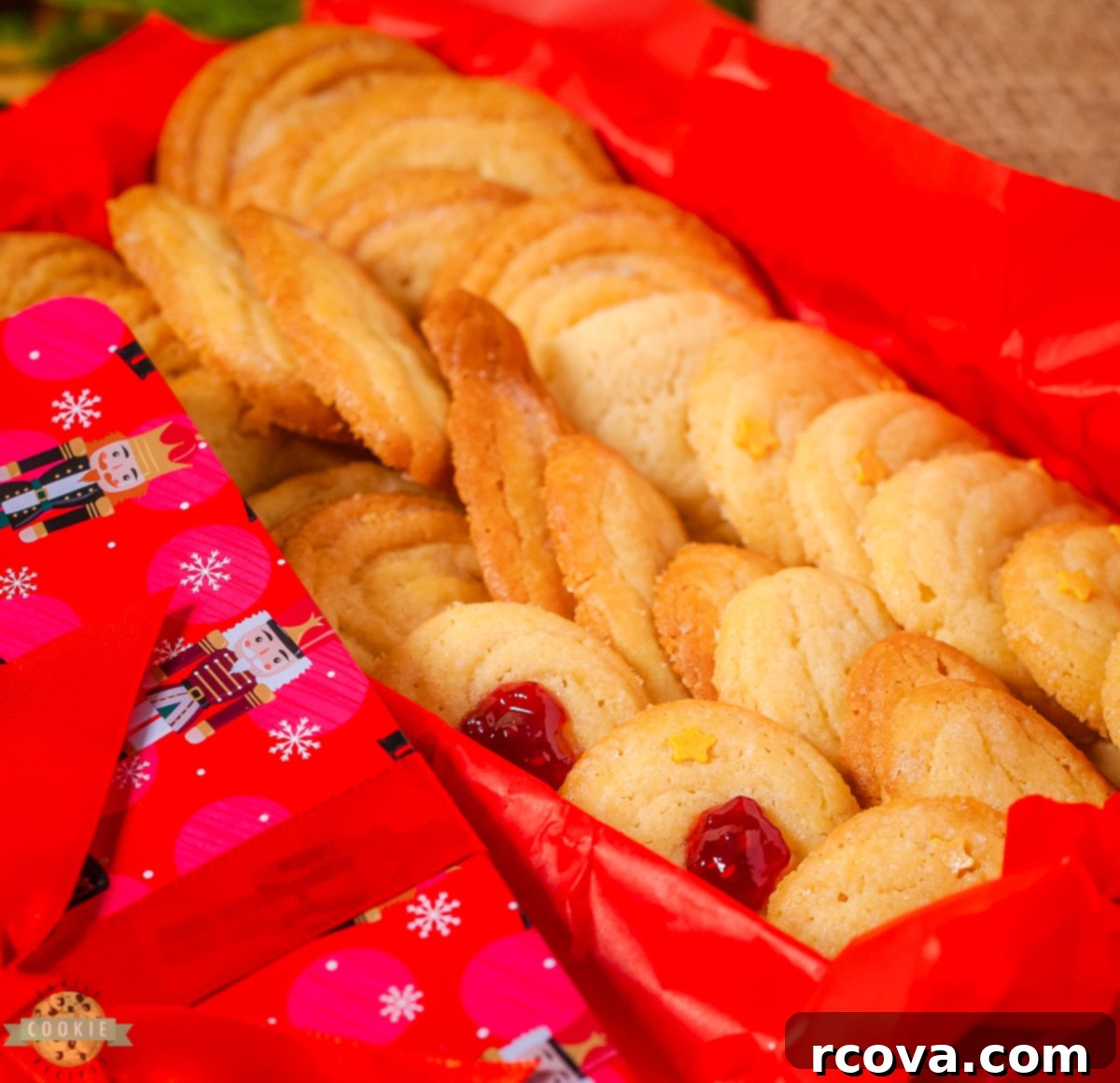 Classic Danish Butter Delights 2 Classic Danish butter cookies on a cooling rack, freshly baked and ready to be enjoyed or shared.