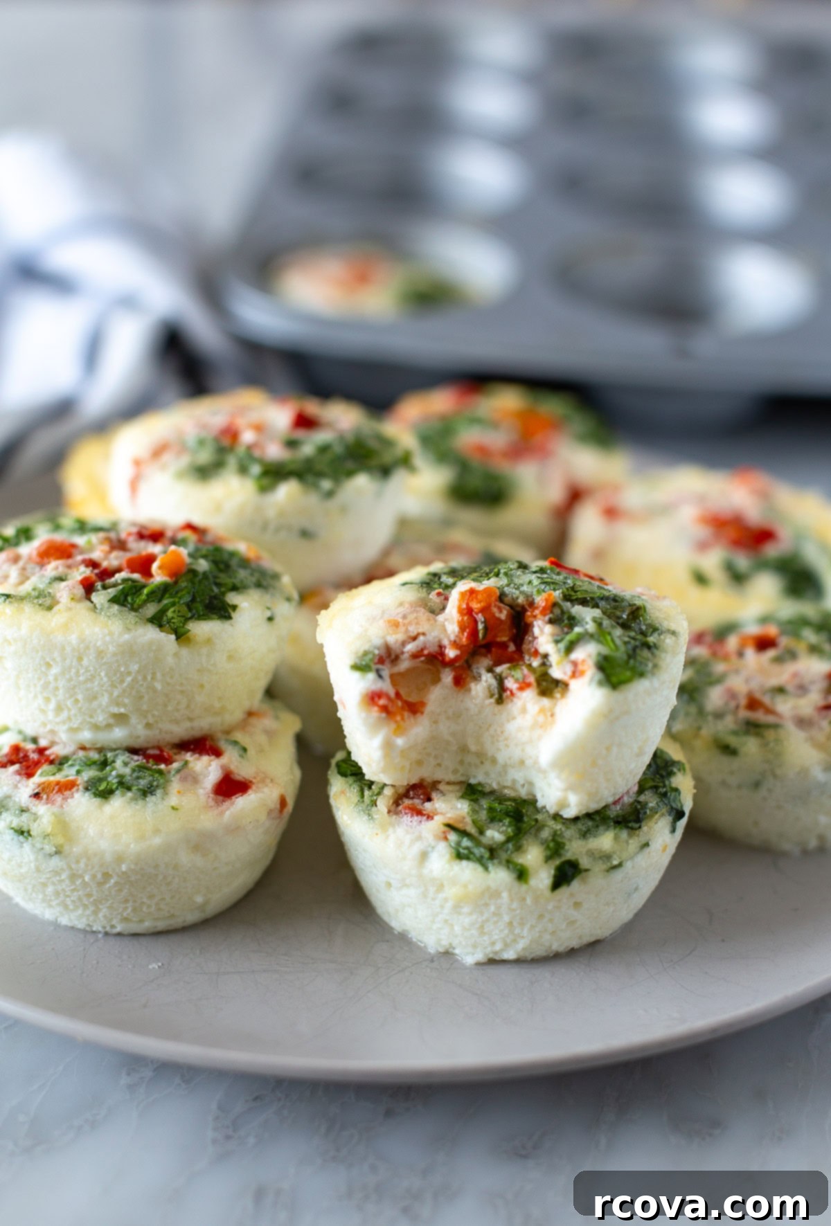 Homemade Starbucks Egg White Bites 2 Starbucks egg white bites on a plate, ready to be enjoyed