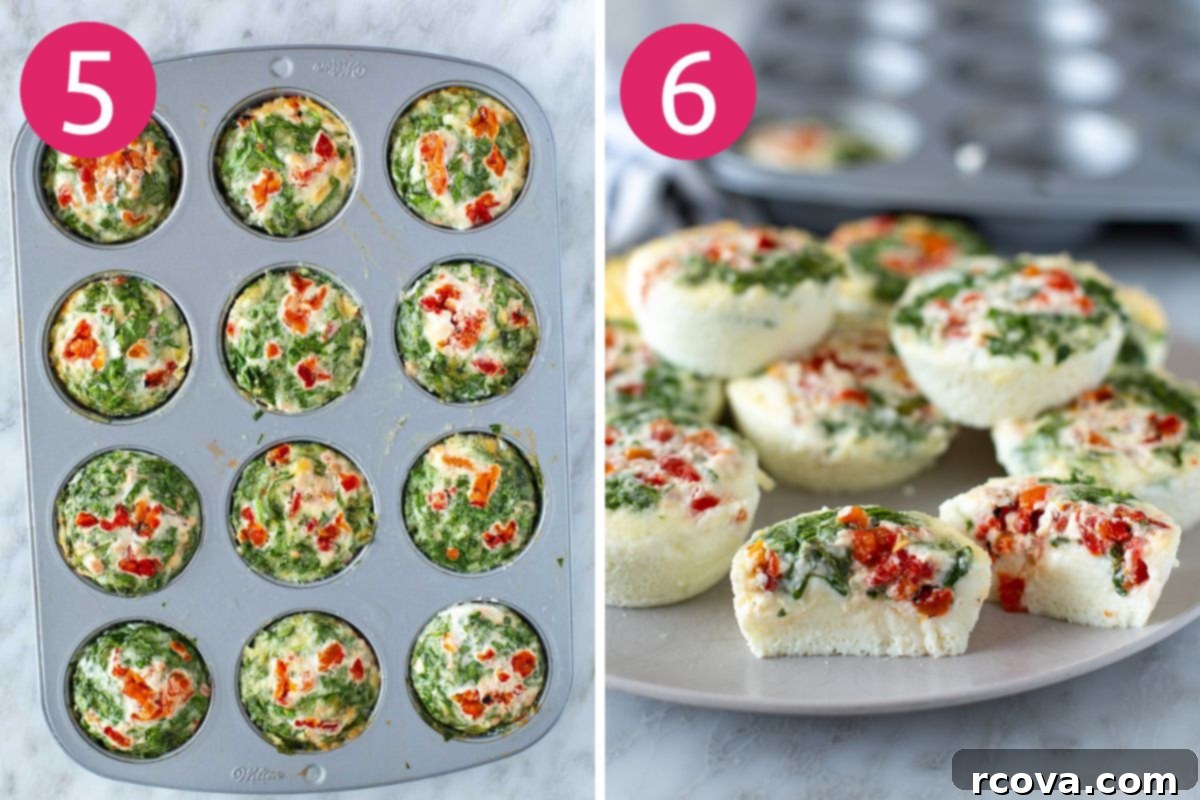 Homemade Starbucks Egg White Bites 7 Steps 5 and 6 for making Starbucks egg white bites.
