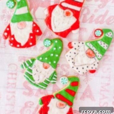 Frost-Kissed Gnome Treats 8 Delicious and adorable decorated gnome cookies with vibrant royal icing