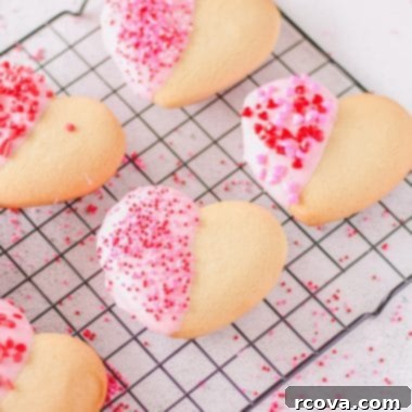 Love-Filled Heart Cookies 6 Valentine Heart Cookies with pink chocolate and sprinkles