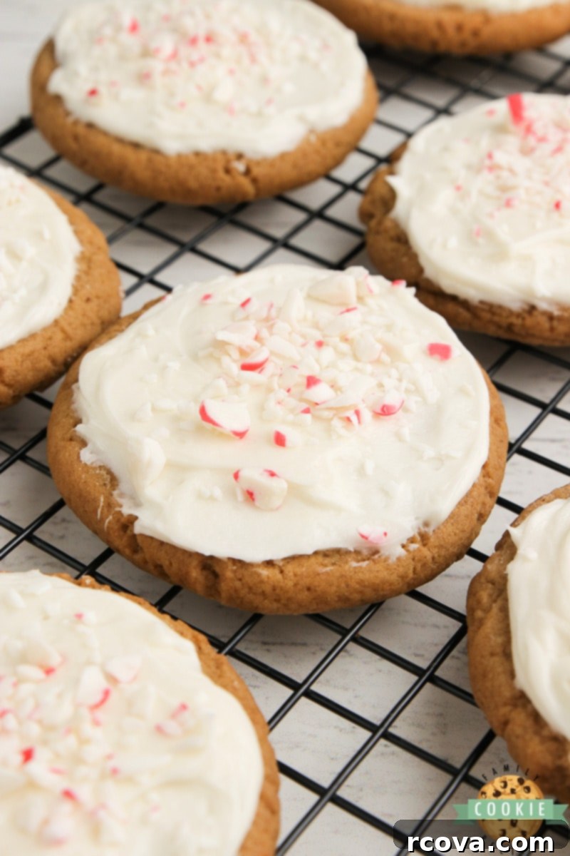 Festive Frosted Gingerbread Delights 6 Stack of frosted gingerbread sugar cookies with festive garnish.