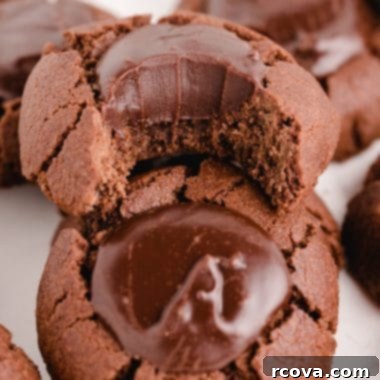 Decadent Double Chocolate Thumbprints 7 A perfectly baked Double Chocolate Thumbprint Cookie with a rich ganache filling.