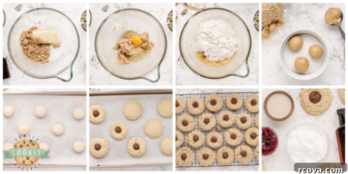 Almond Kissed Delights 4 Hands rolling cookie dough into balls and then pressing Hershey's Kisses into freshly baked Almond Kiss Cookies.