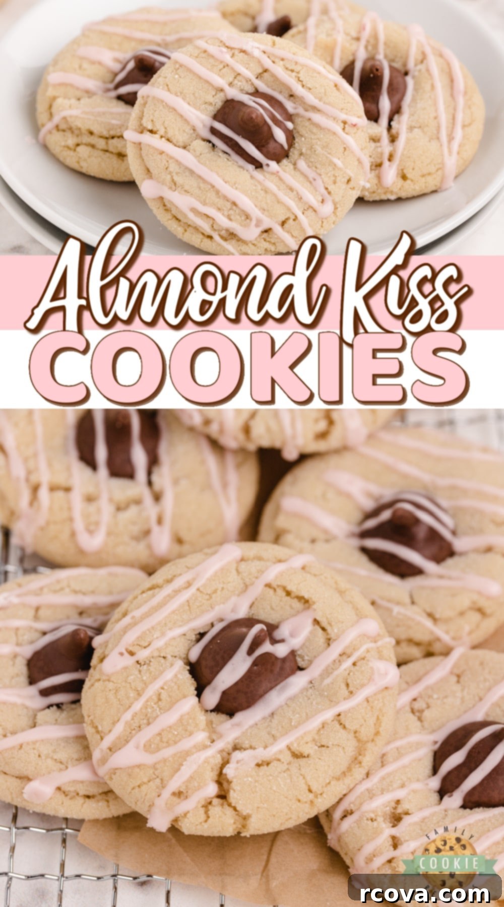 Almond Kissed Delights 10 A festive plate of Almond Kiss Cookies, showing their golden texture and vibrant raspberry glaze, ready to be enjoyed.