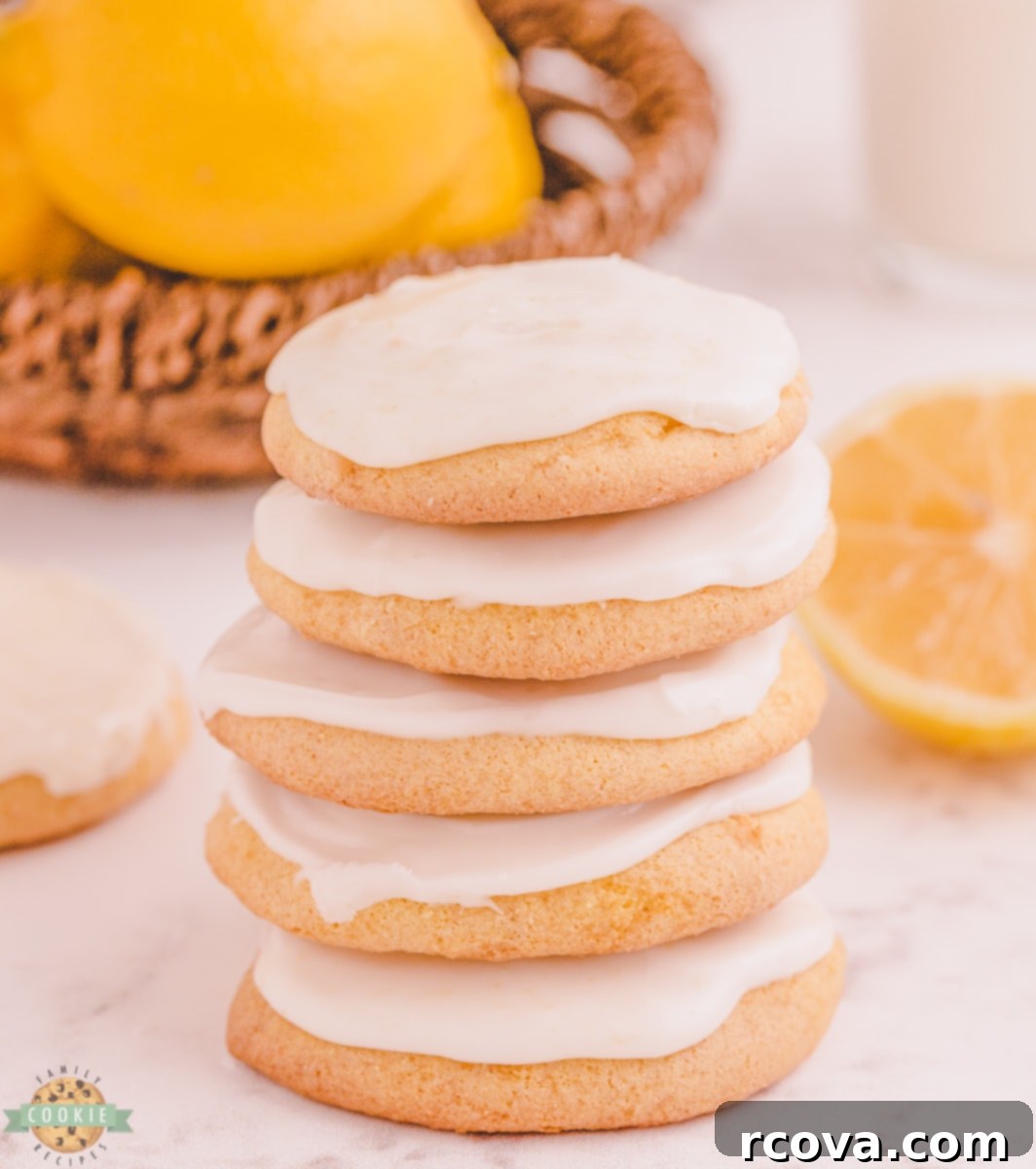 Cool Whip Lemon Cake Cookies 5 A stack of perfectly baked lemon cake mix cookies, ready for glazing and serving.