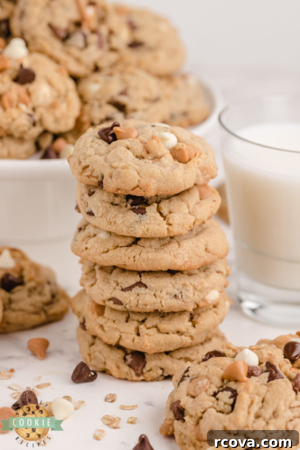 Decadent Five-Chip Peanut Butter Oatmeal Treats 3 Peanut Butter Oatmeal Cookies with 5 types of baking chips