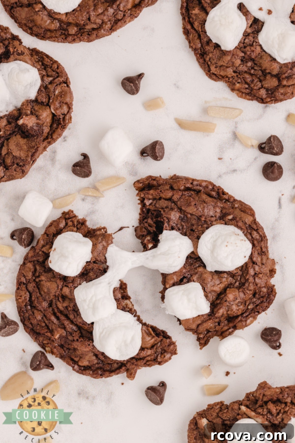 Ultimate Rocky Road Cookies 8 Rocky Road cookies with chocolate, almonds and marshmallows