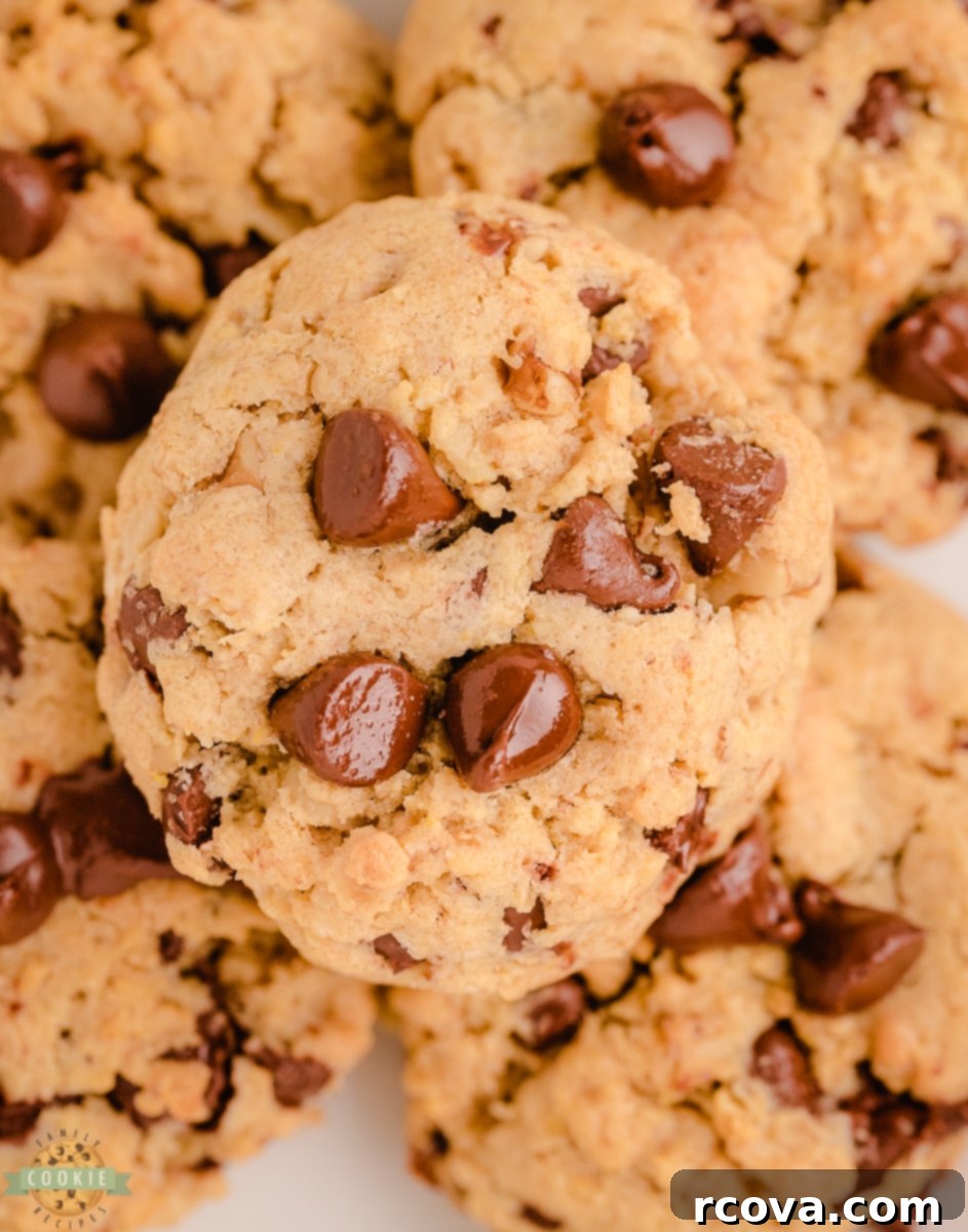 Irresistible Oatmeal Walnut Chocolate Chippers 3 Close-up of soft and chewy chocolate chip walnut oatmeal cookies