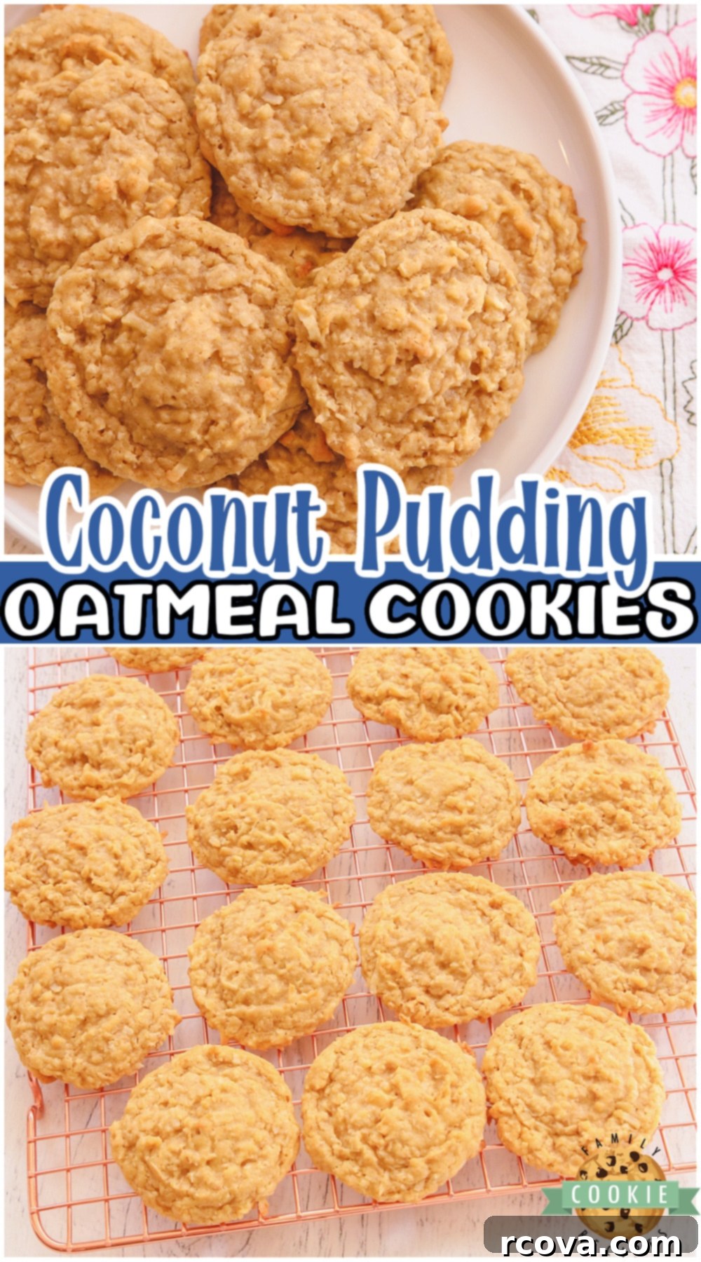 Chewy Coconut Oatmeal Delights 12 An inviting collage displaying soft & chewy Coconut Oatmeal Cookies, highlighting their fantastic coconut flavor and how they offer a delightful twist on classic oatmeal cookies.