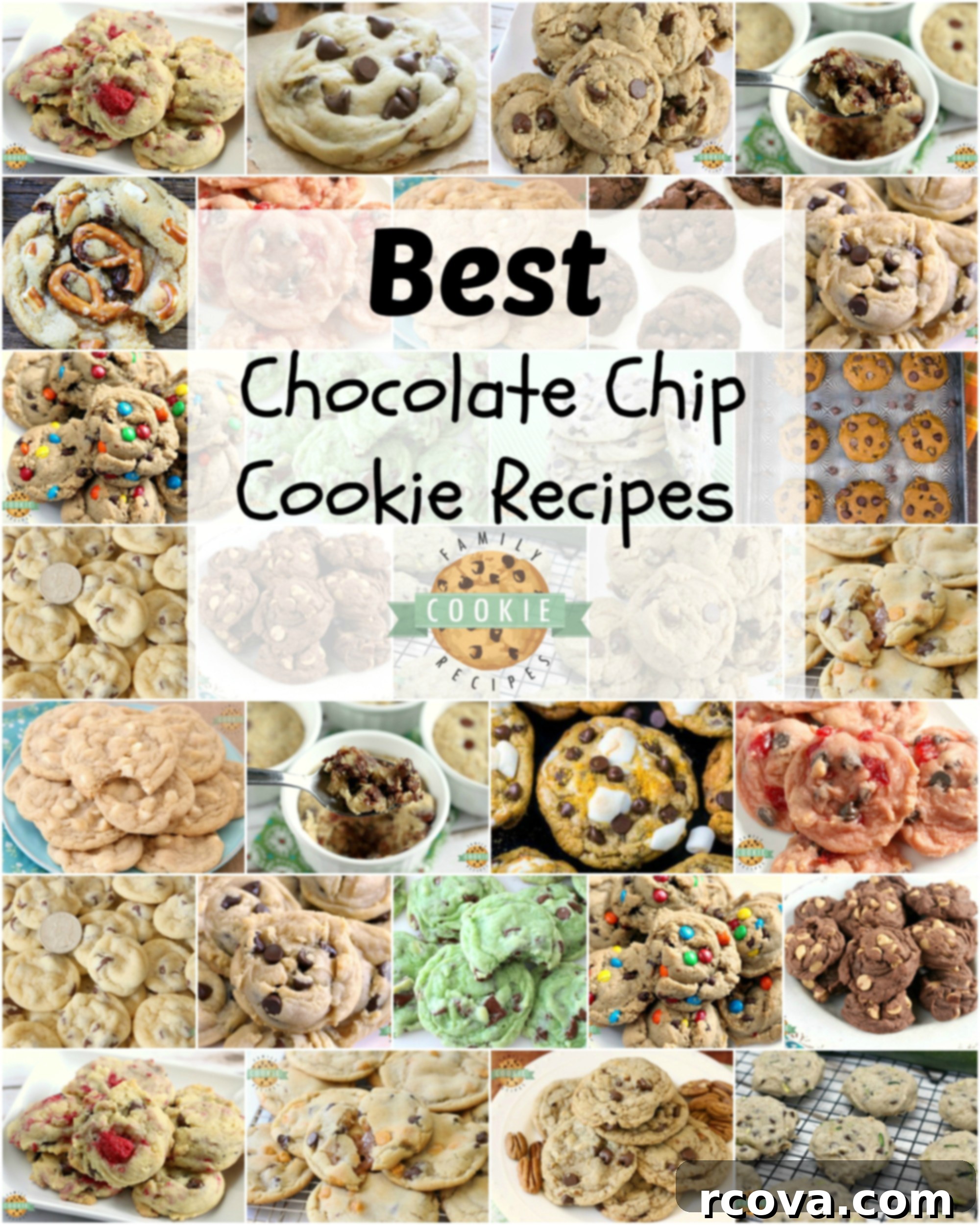 Irresistible Homemade Chocolate Chip Cookie Recipes 2 A collage of various chocolate chip cookies, showcasing different flavors and textures, with a focus on classic and inventive recipes.