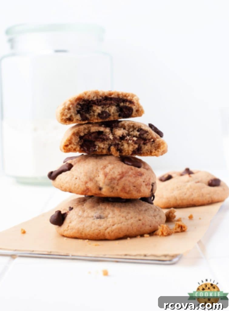 Irresistible Homemade Chocolate Chip Cookie Recipes 17 Nutella Stuffed Chocolate Chip Cookies, with a peek of gooey Nutella inside.