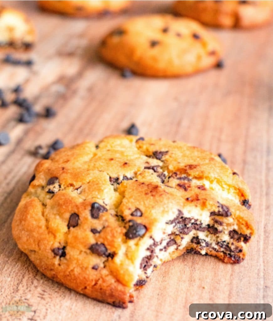 Irresistible Homemade Chocolate Chip Cookie Recipes 21 A large, soft chocolate chip cookie, demonstrating its jumbo size.