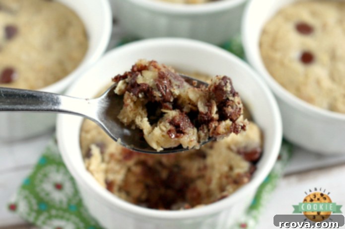 Irresistible Homemade Chocolate Chip Cookie Recipes 28 Microwave Oatmeal Chocolate Chip Cookies in individual mugs.
