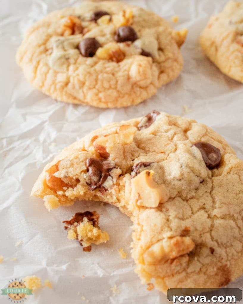 Irresistible Homemade Chocolate Chip Cookie Recipes 79 Brown Butter Walnut Chocolate Chip Cookies, golden with visible walnuts.
