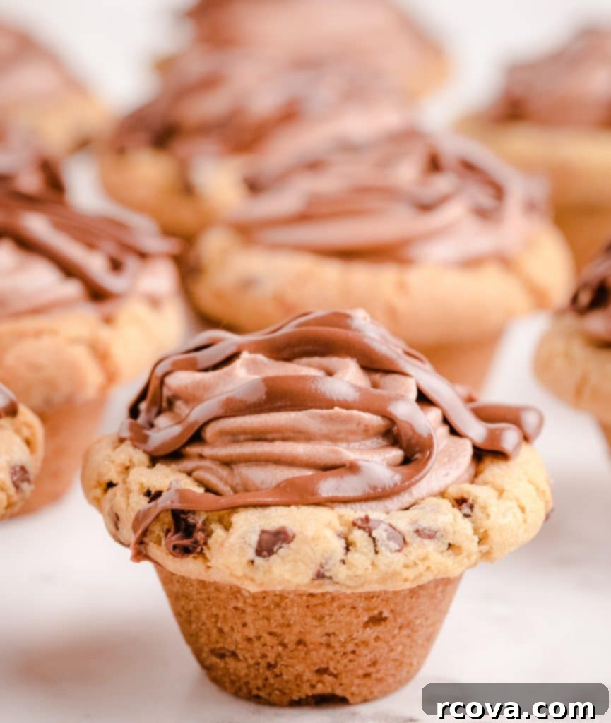 Irresistible Homemade Chocolate Chip Cookie Recipes 82 Nutella Mousse Cookies, with chocolate chip cookie cups filled with mousse.