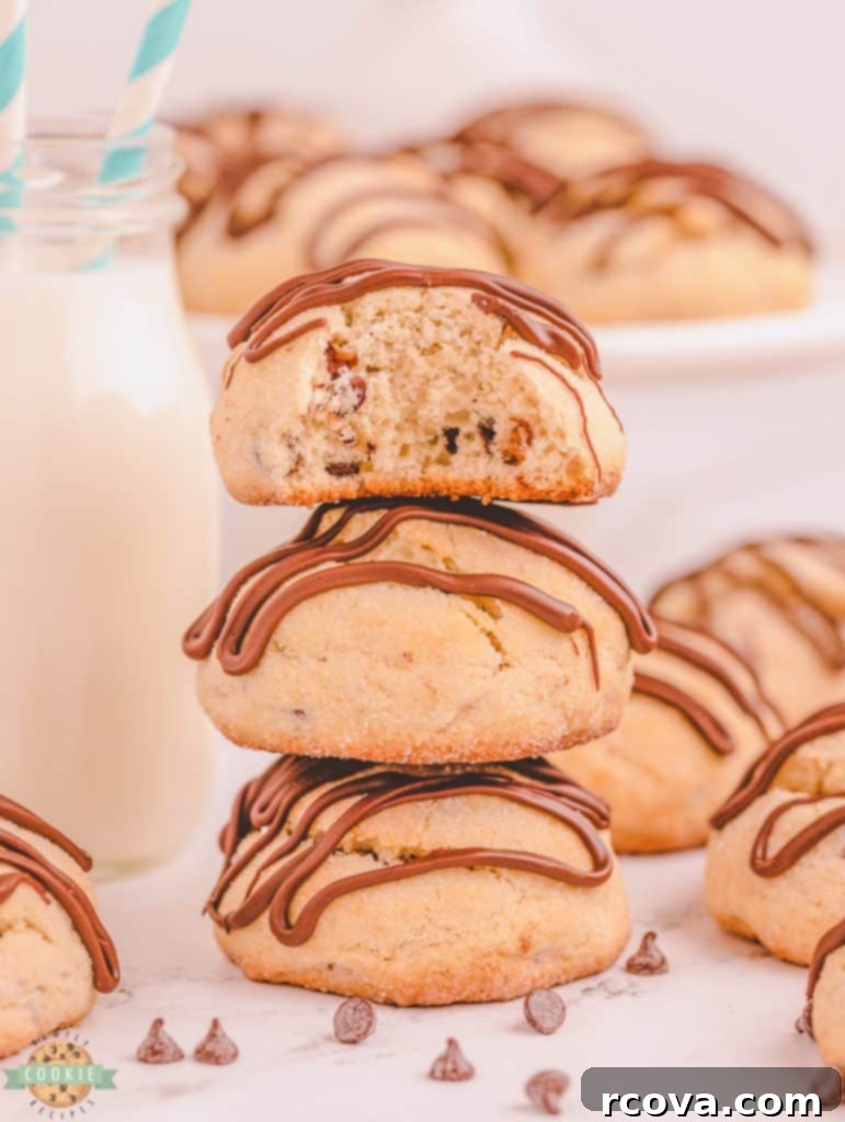 Irresistible Homemade Chocolate Chip Cookie Recipes 84 Chocolate Chip Scookies, a blend of cookies and scones, with chocolate drizzle.