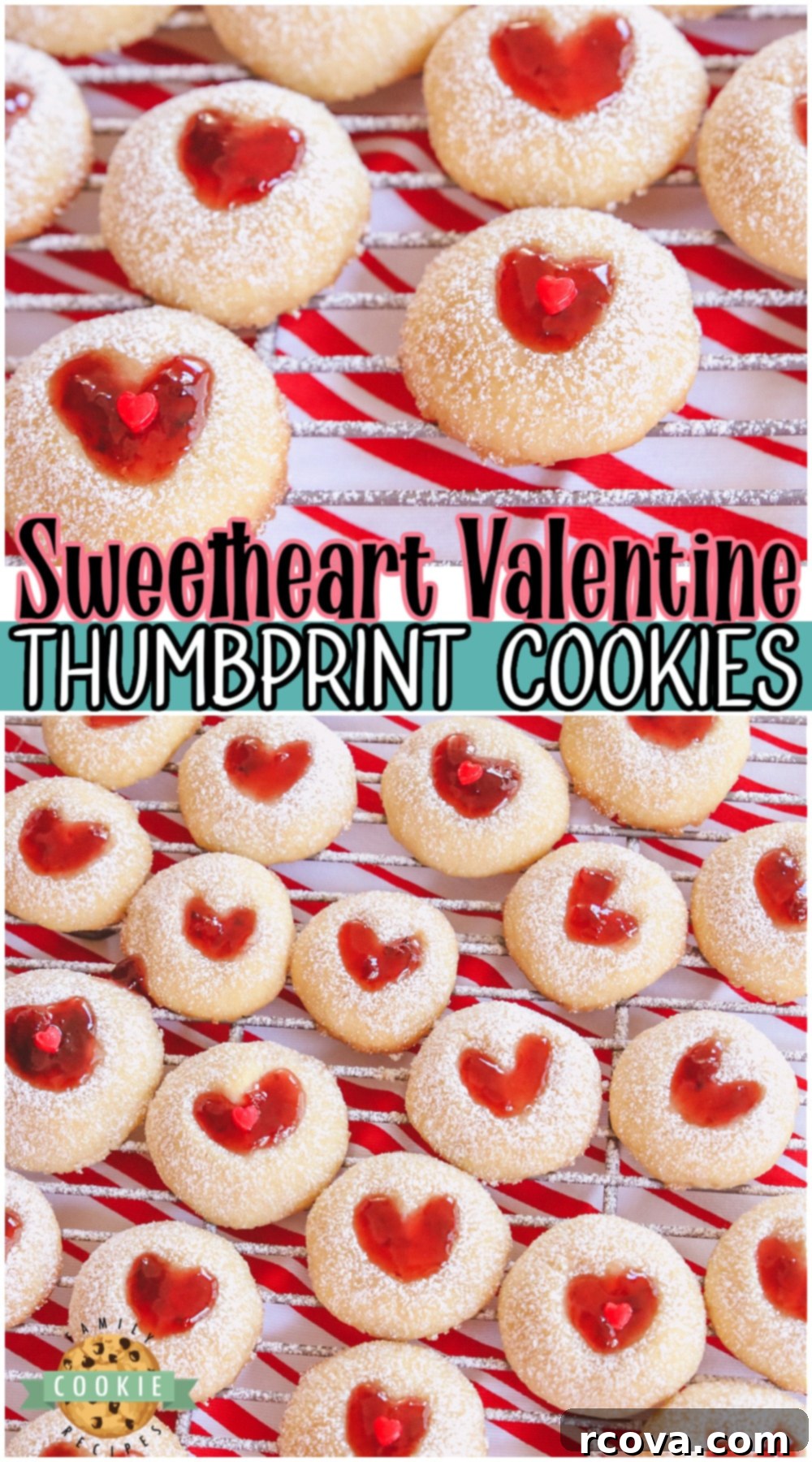 Sweetheart Thumbprint Cookies 11 Sweetheart Valentine Thumbprint Cookies are a perfect sweet treat to bake! They're tender, buttery cookies filled with sweet berry jam in the shape of a heart!