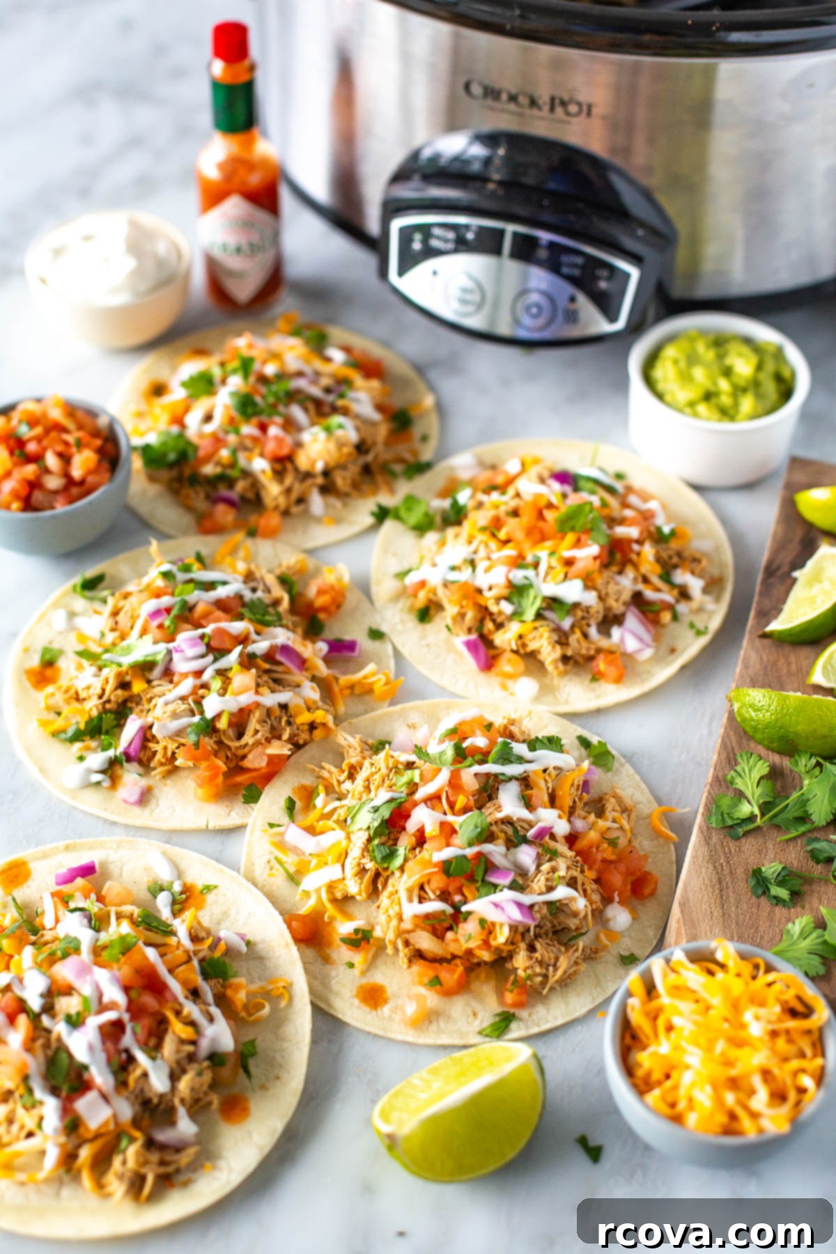 Perfectly Tender Slow Cooker Chicken 2 overhead shot of the dish 1 - slow cooker shredded chicken