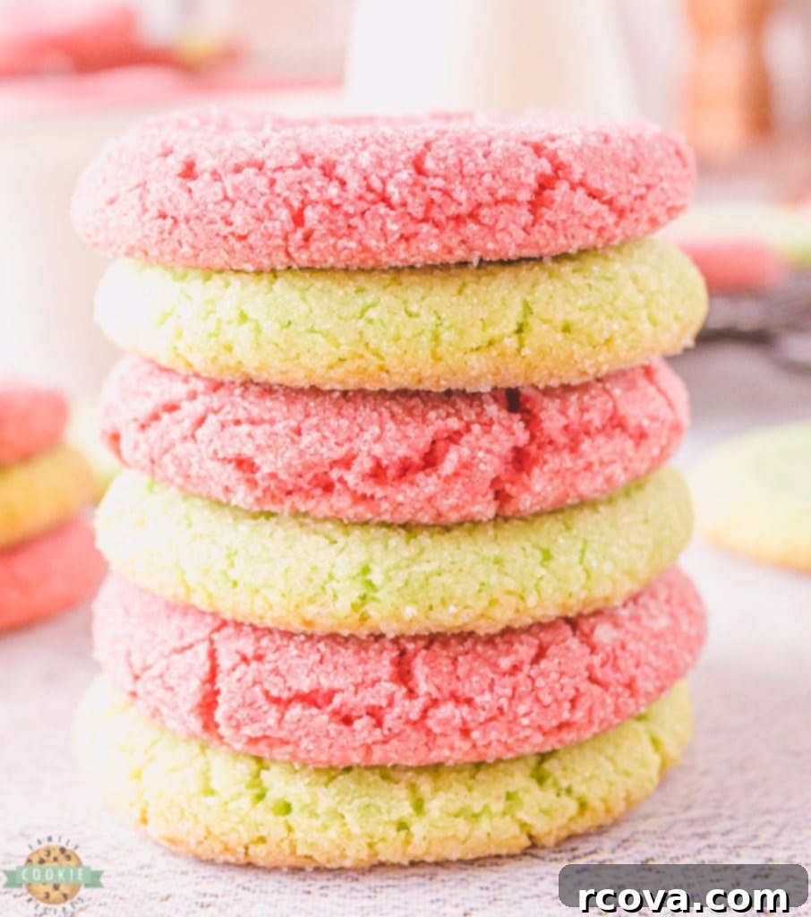 Vibrant Jello Cookies 3 A beautiful stack of vibrant Jello sugar cookies, demonstrating their appealing colors and perfect texture.