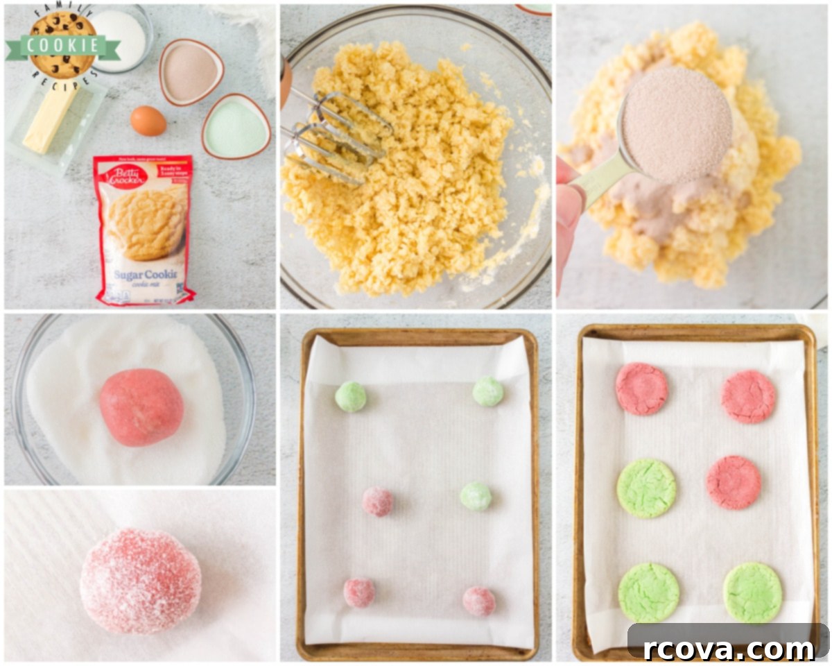 Vibrant Jello Cookies 4 Visual step-by-step guide showing how to mix ingredients and prepare the dough for Jello cookies.