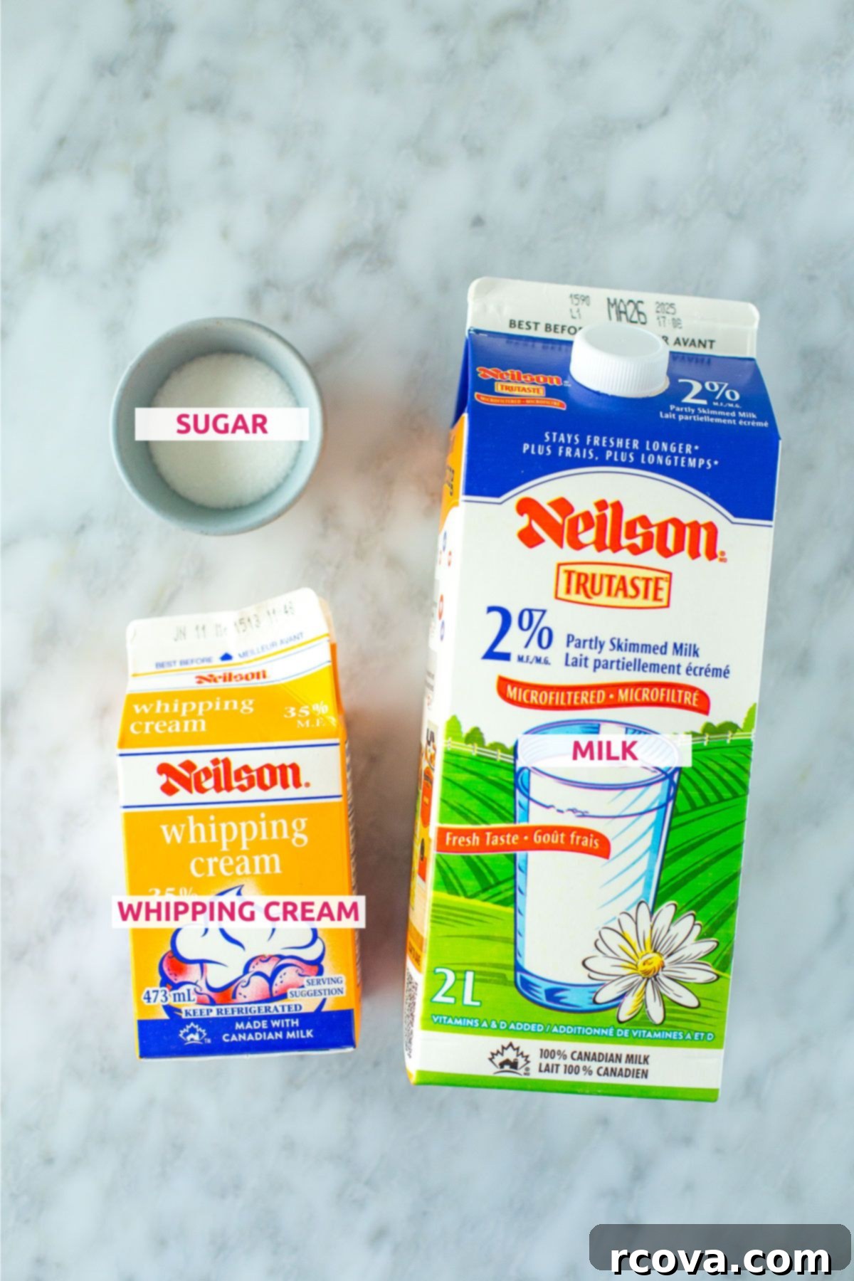 Effortless Cold Foam Perfection 4 Fresh ingredients laid out to make homemade cold foam
