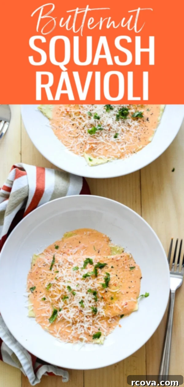 Hand-Rolled Butternut Squash Ravioli 10 This Butternut Squash Ravioli with a red pepper cream sauce is super creamy and decadent. All you need are some fresh lasagne sheets! #butternutsquash #raviolirecipe