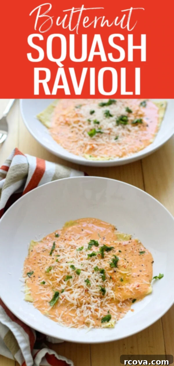 Hand-Rolled Butternut Squash Ravioli 11 This Butternut Squash Ravioli with a red pepper cream sauce is super creamy and decadent. All you need are some fresh lasagne sheets! #butternutsquash #raviolirecipe