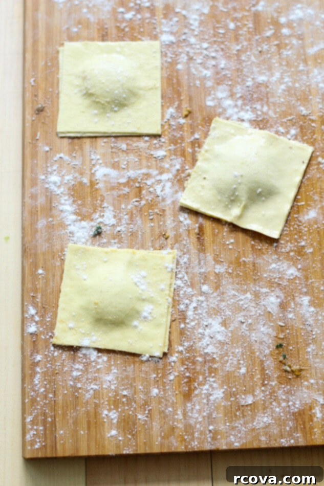 Hand-Rolled Butternut Squash Ravioli 5 Butternut Squash Ravioli in a Red Pepper Cream Sauce with fresh basil