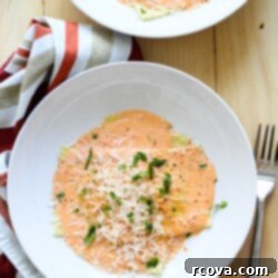Hand-Rolled Butternut Squash Ravioli 9 Homemade Butternut Squash Ravioli in a Red Pepper Cream Sauce