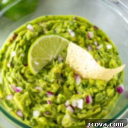 Effortless Four Ingredient Guacamole 9 overhead shot of 4-ingredient guacamole 3