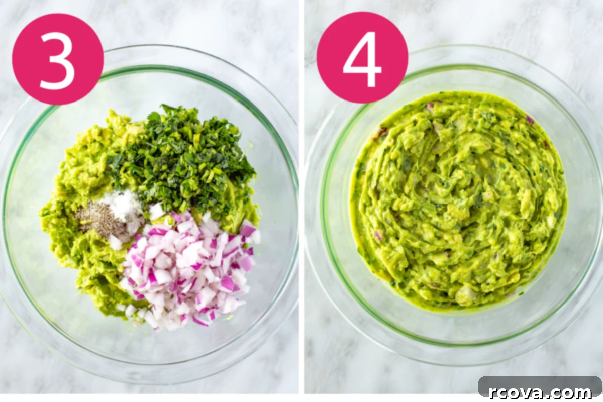 Effortless Four Ingredient Guacamole 6 4-ingredient guacamole collage step 3 & 4