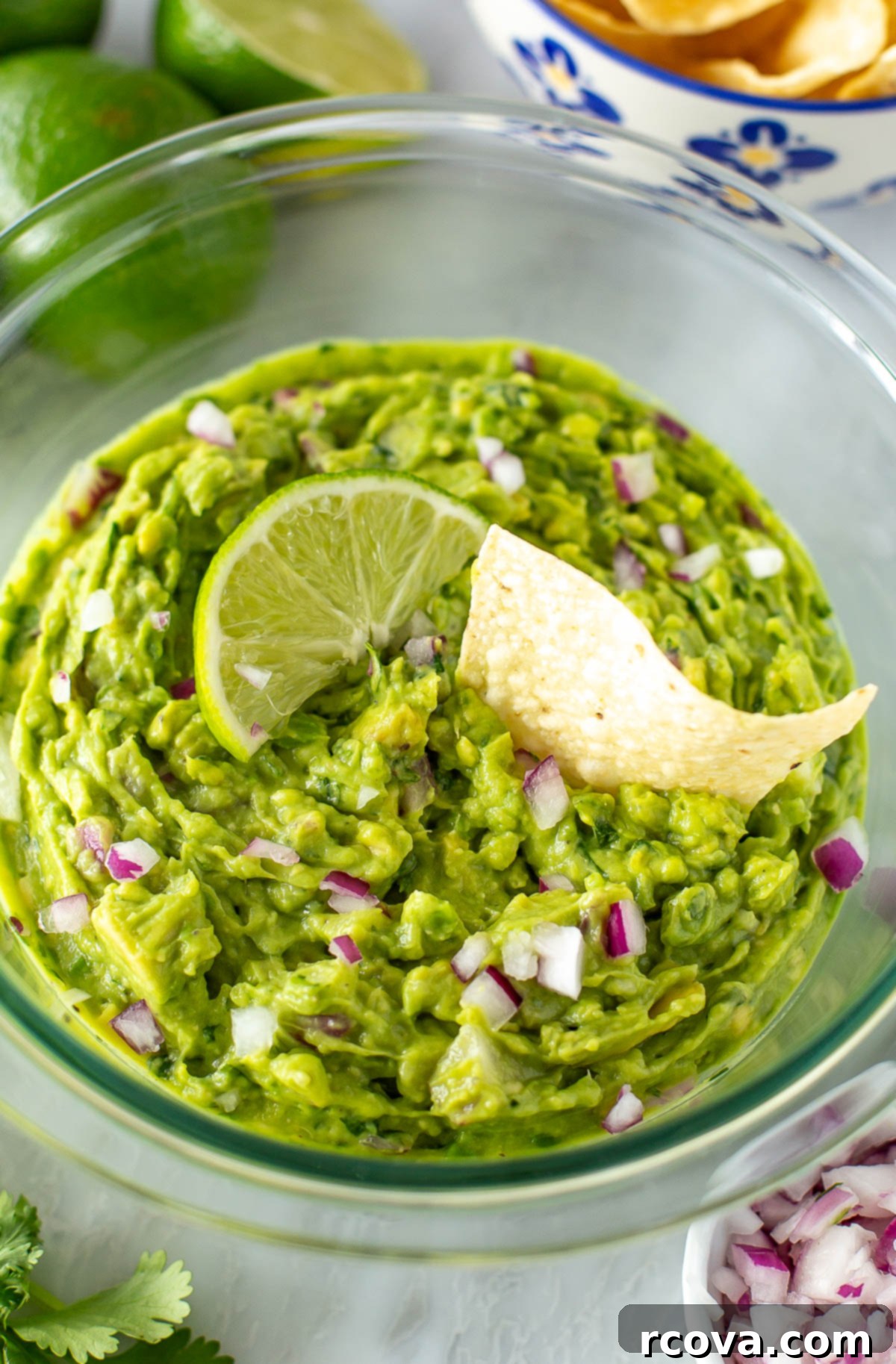 Effortless Four Ingredient Guacamole 7 overhead shot of 4-ingredient guacamole 3