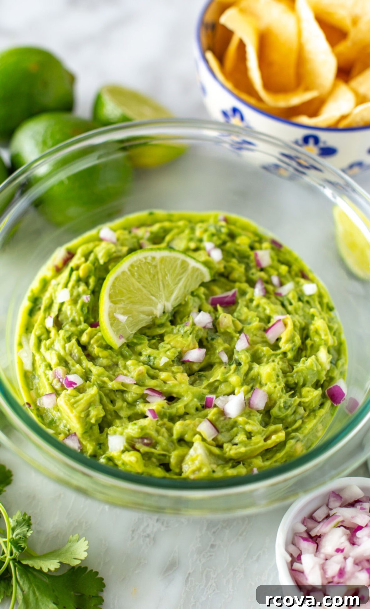Effortless Four Ingredient Guacamole 8 overhead shot of 4-ingredient guacamole 1