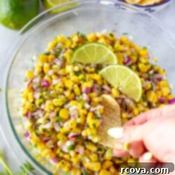 Easy Restaurant-Style Chipotle Corn Salsa 8 overhead shot of the dish called chipotle corn salsa 3