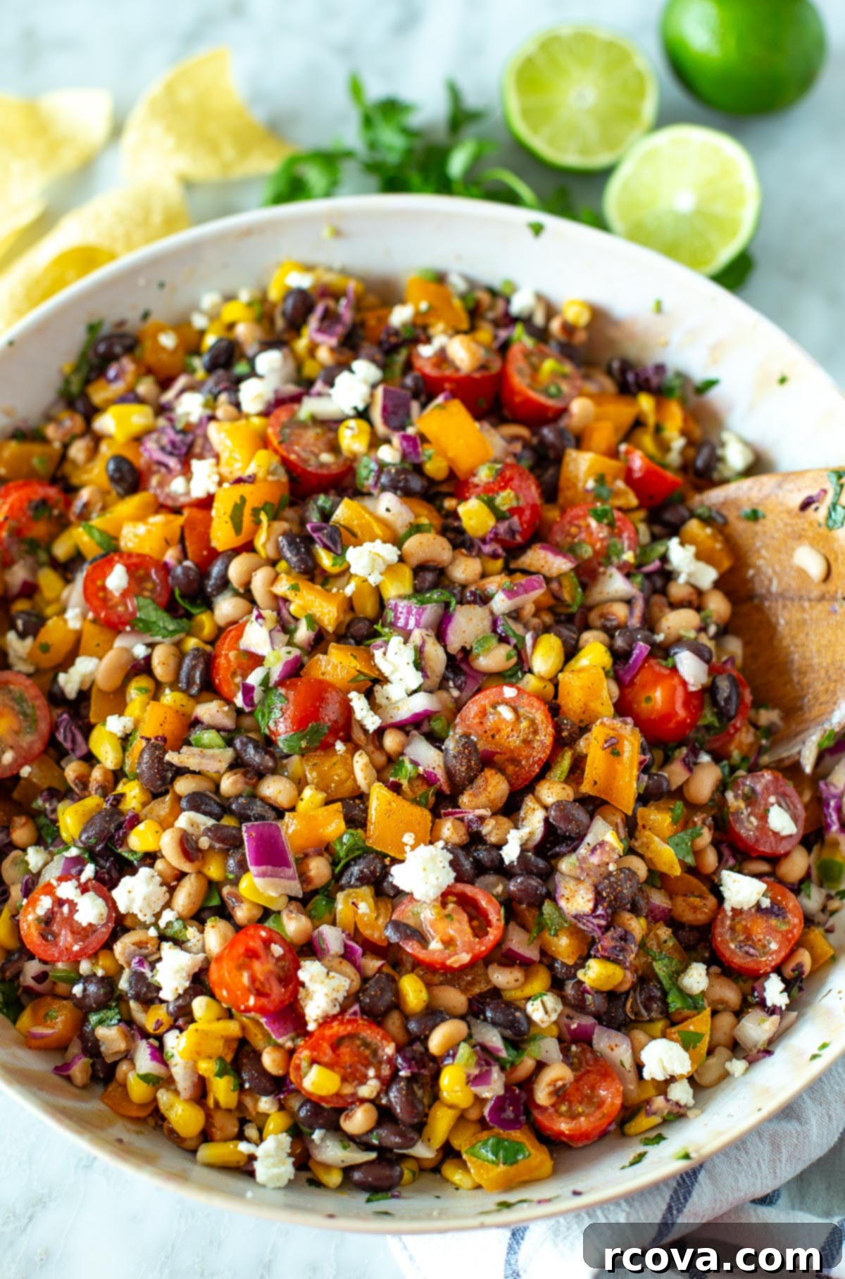 Southwest Fiesta Bean Salad 7 Another vibrant overhead shot of Southwest Dense Bean Salad in a bowl, perfect for a healthy meal.
