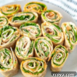 overhead shot of plated dish called turkey roll ups