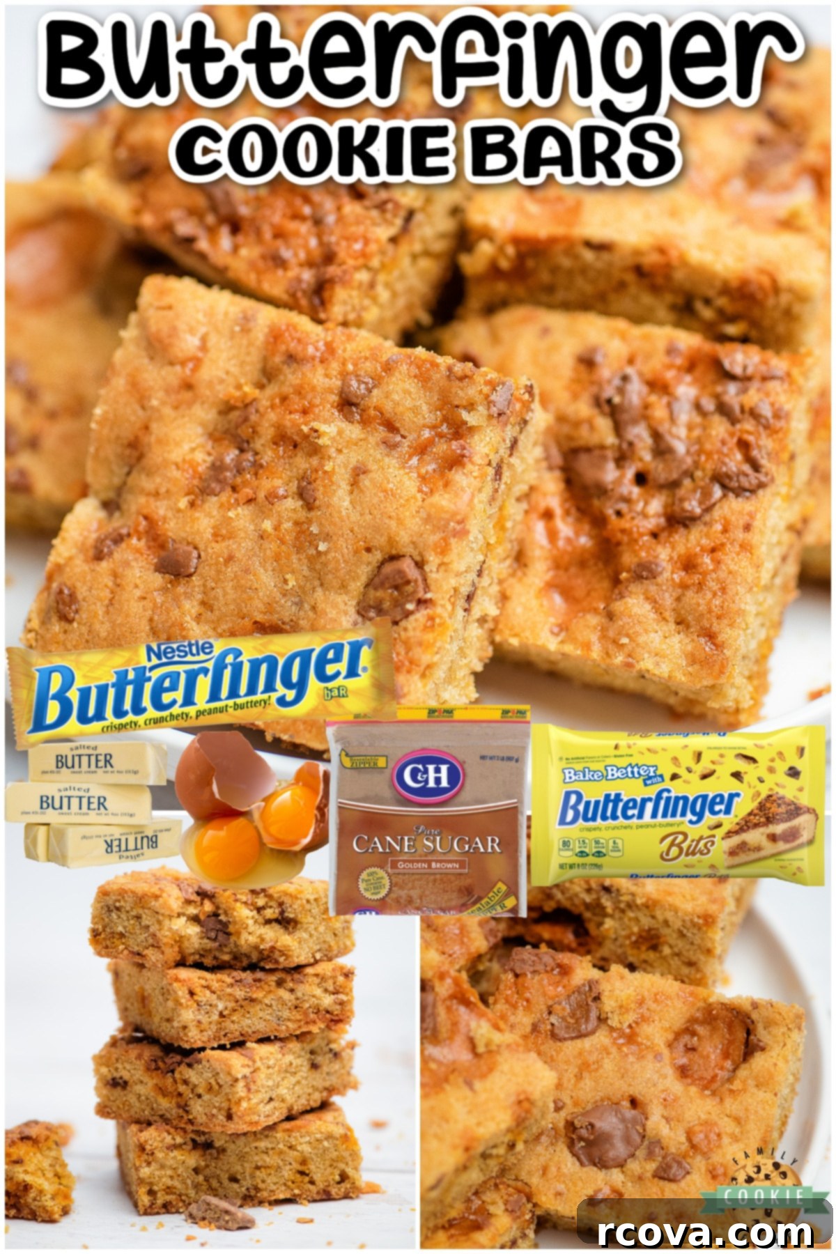 Butterfinger Cookie Bar Bliss 7 utterfinger Cookie Bars ~your favorite candy bar in cookie form! Butterfinger cookies are chewy with that irresistibly crunchy texture!