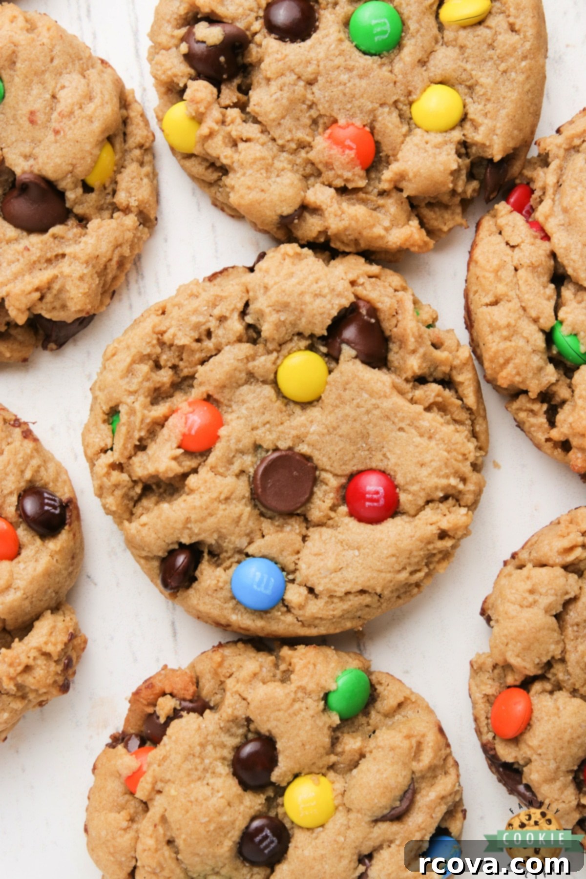 Monster Cookie Perfection 3 Monster cookie recipe with peanut butter, oats and M&Ms