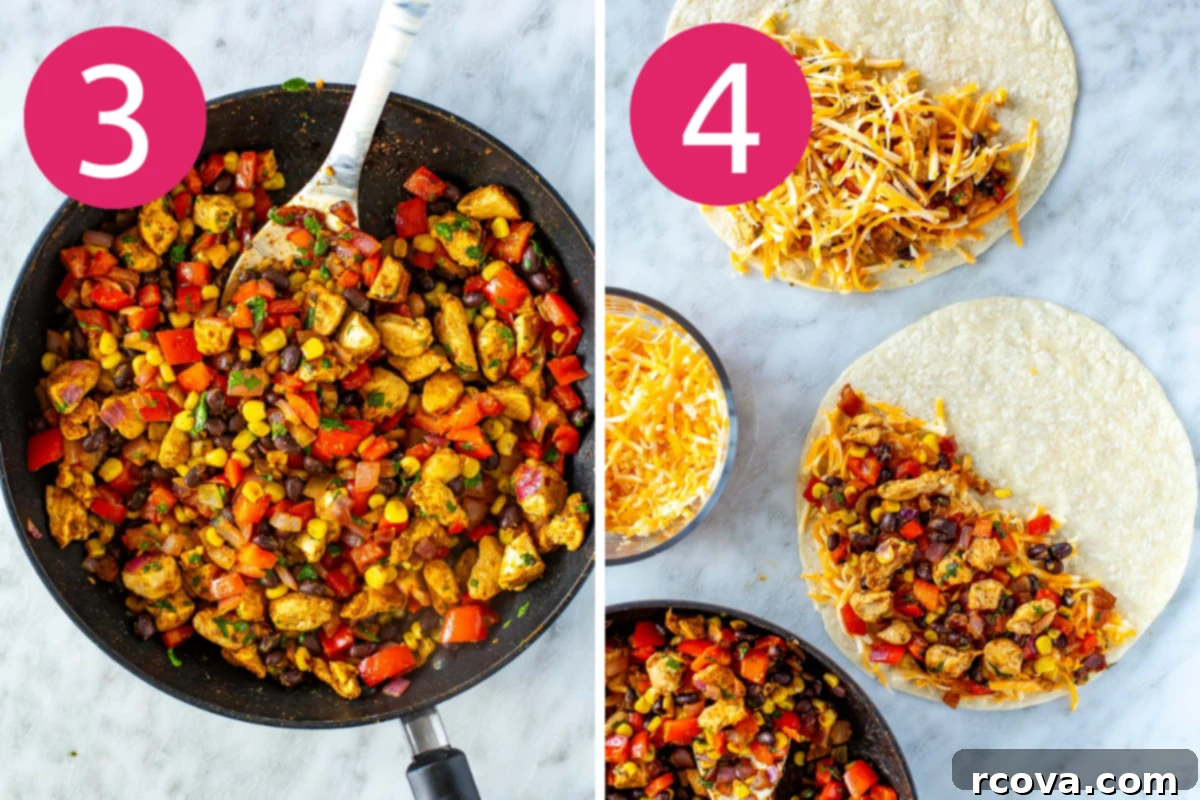 One-Pan Quesadilla Perfection 6 Collage image of Easy Sheet Pan Quesadillas step 5 & 6.