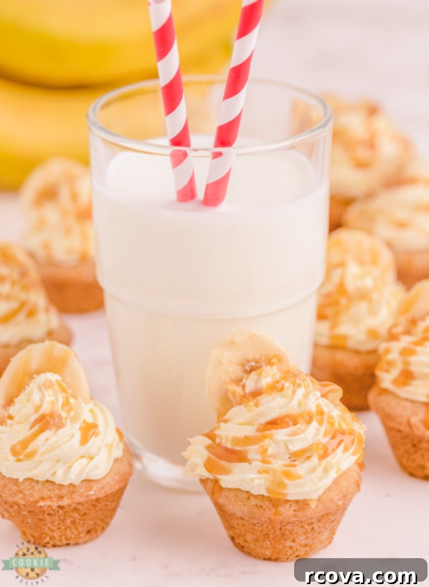 Golden Caramel Banana Bliss Cookies 7 caramel banana cookies with milk on a wooden board